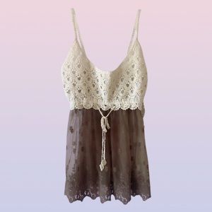 J Gee crochet sheer lace camisole top